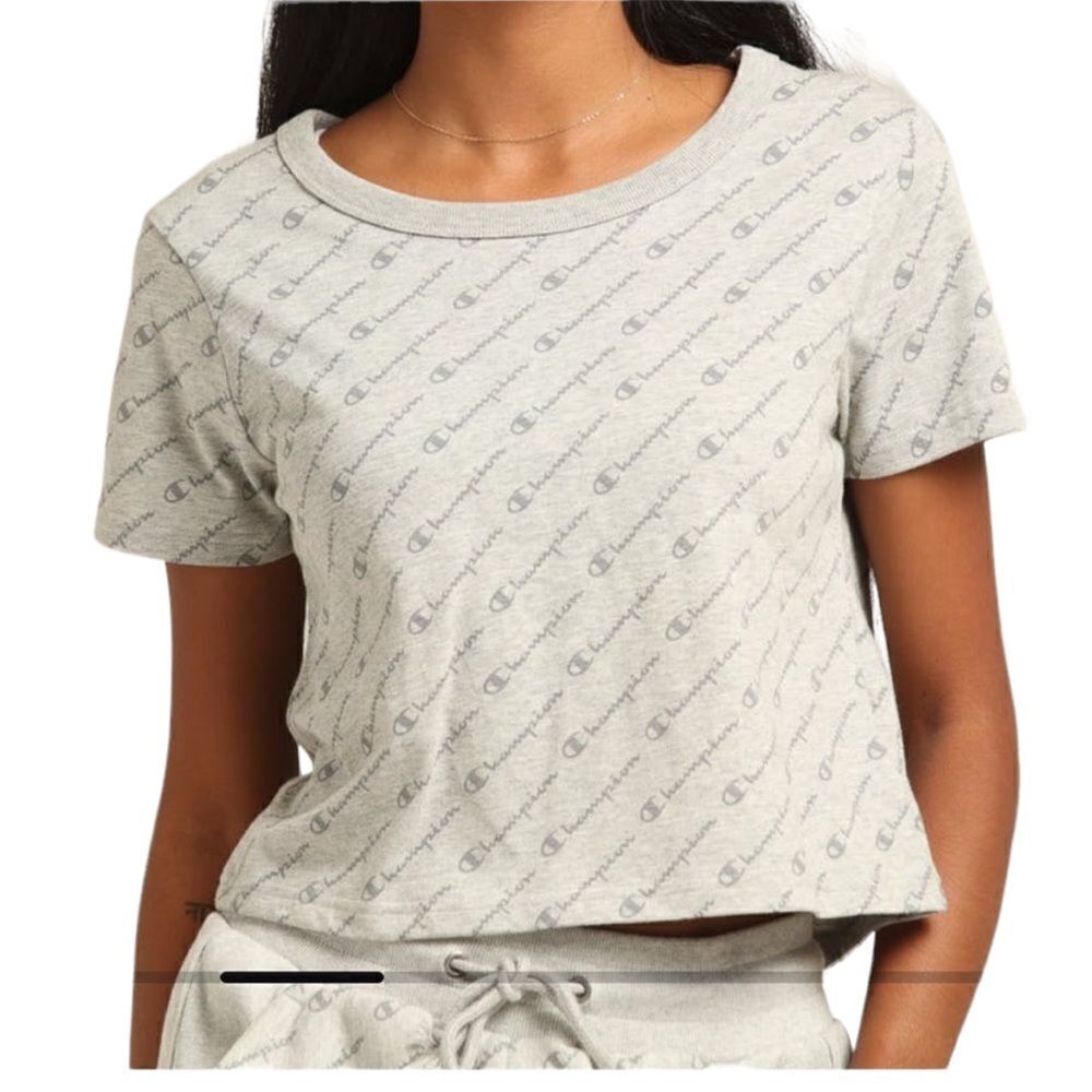 Champion gray logo cropped tshirt large